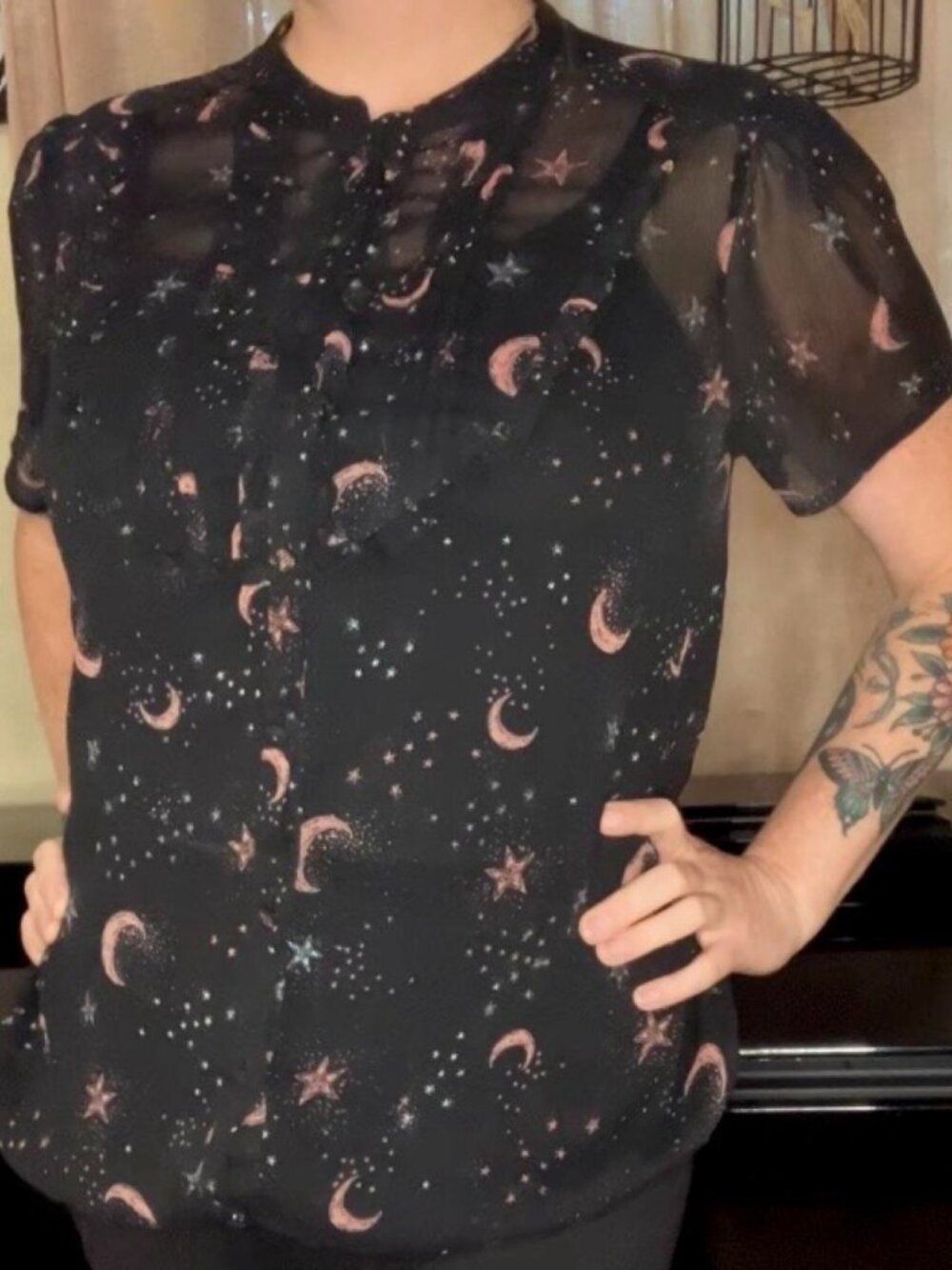 Torrid Black Sheer Celestial Top Size Large